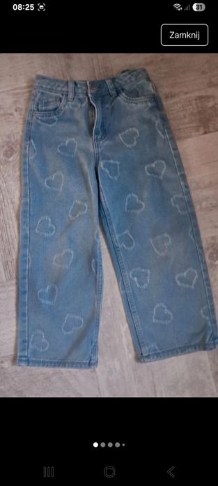 Szerokie spodnie jeansy sinsay serca 116cm