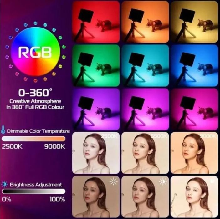 Лампа видеосвет LED AY-96JSSR RGB