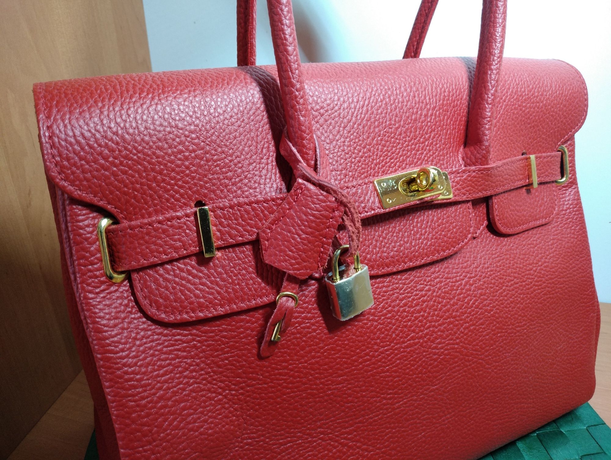 Жіноча сумка Vera Pelle у стилі Birkin 35. Натуральна шкіра. Італія