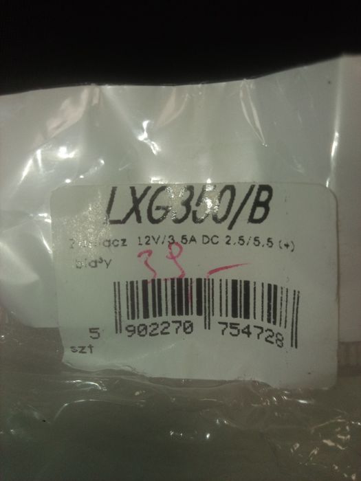zasilacz ładowarka Zasilacz LXG350/B 12V/3,5A wtyk 5.5-2.5mm