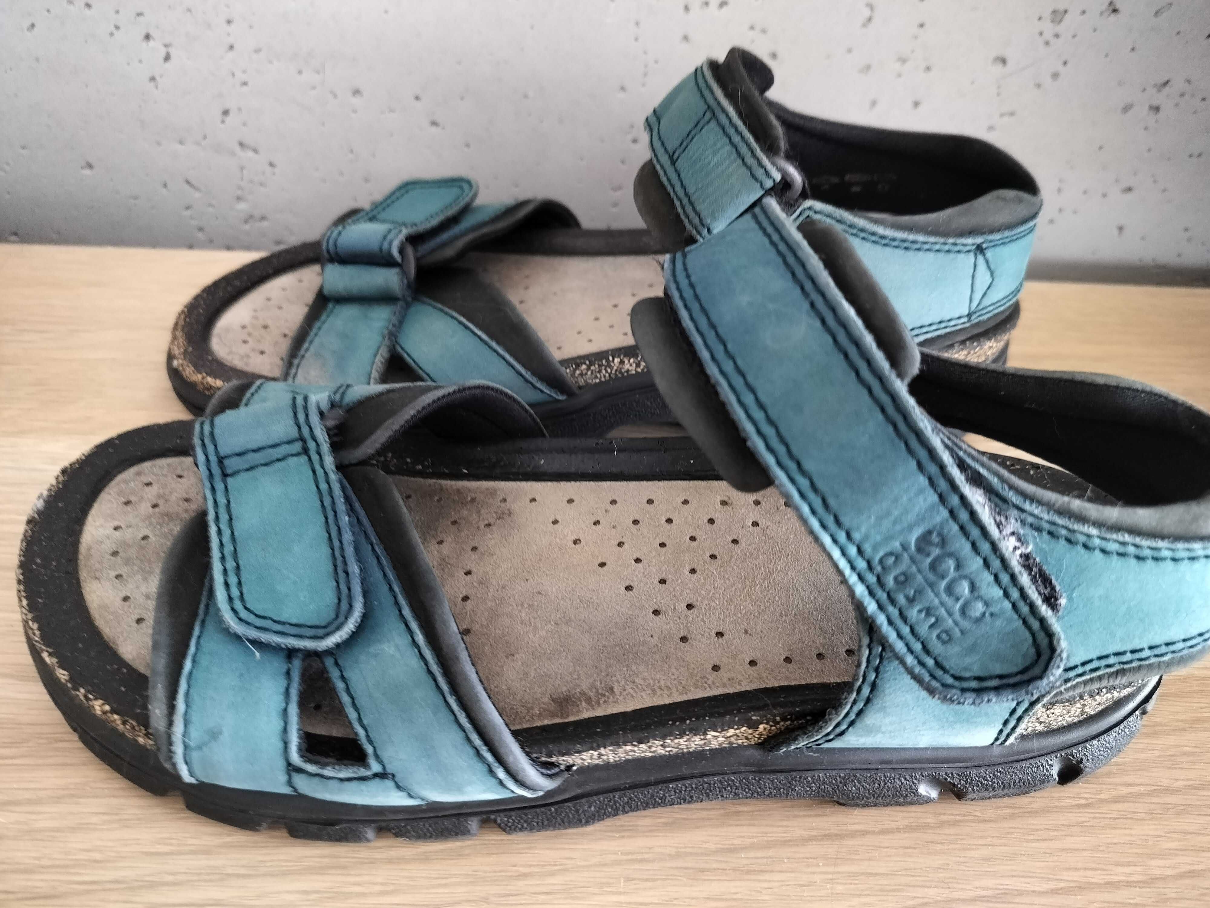 Ecco Buty damskie 40 sandały niebieskie skóra lekkie zgrabne dł26