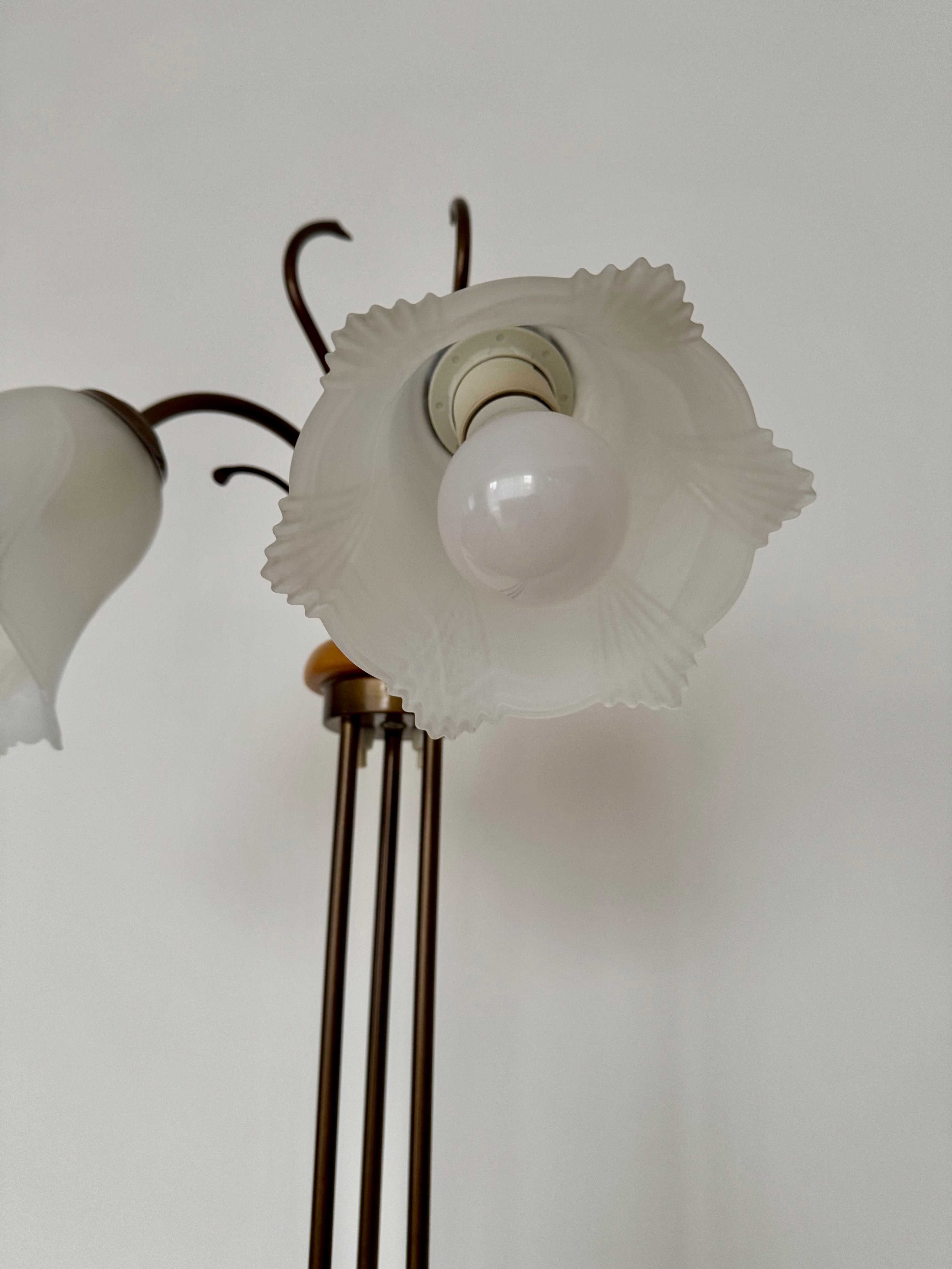 Ozdobne lampy sufitowe + lampa podłogowa drewno i szkło