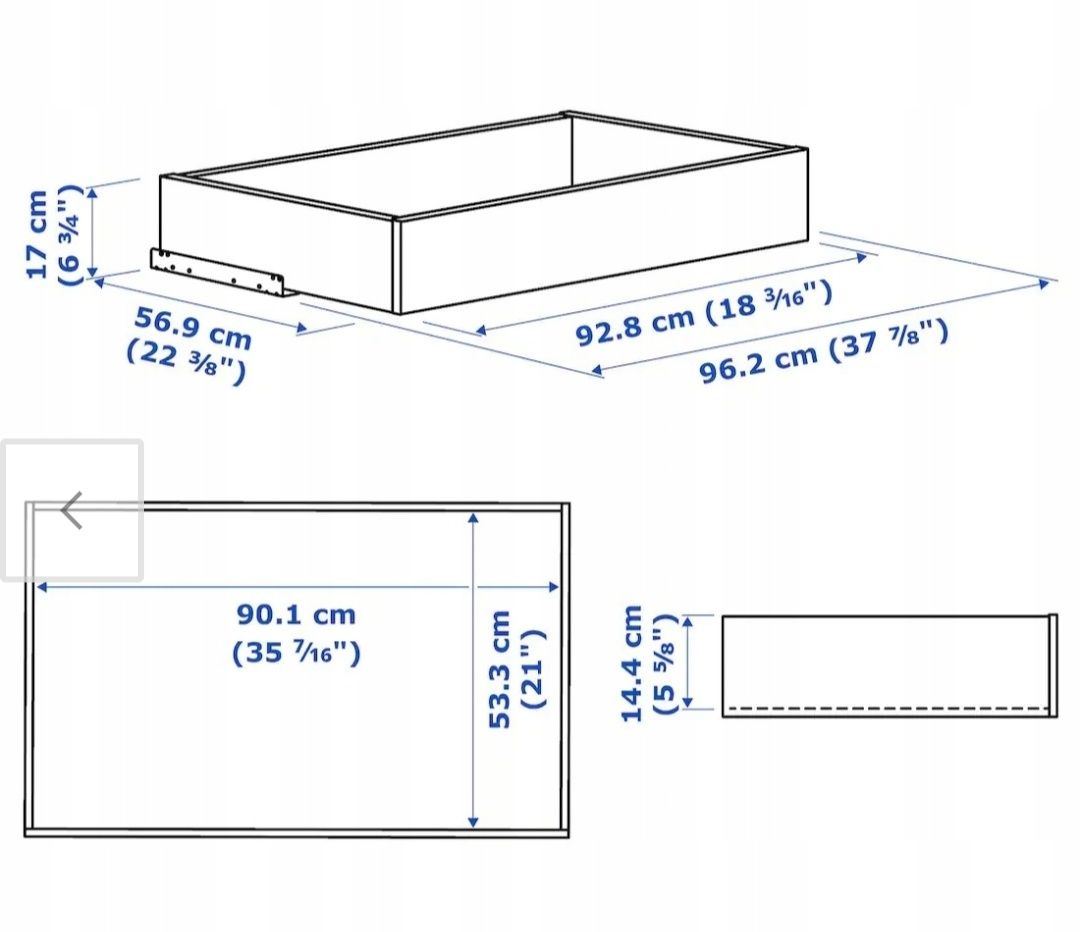 Szuflada biała Ikea komplement pax 100x58