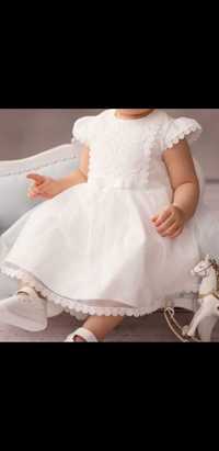 Sukienka niemowlęca ecru Chrzest + opaska