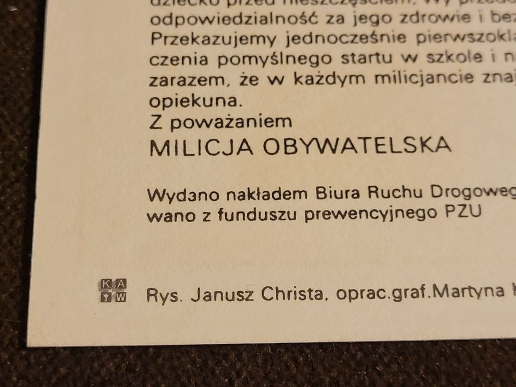 Pocztówka MO Milicja Obywatelska Prewencja Kajko i Kokosz Christa