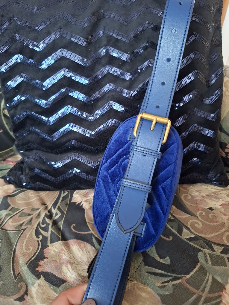 Gucci Marmont Velvet Belt Bag nerka saszetka