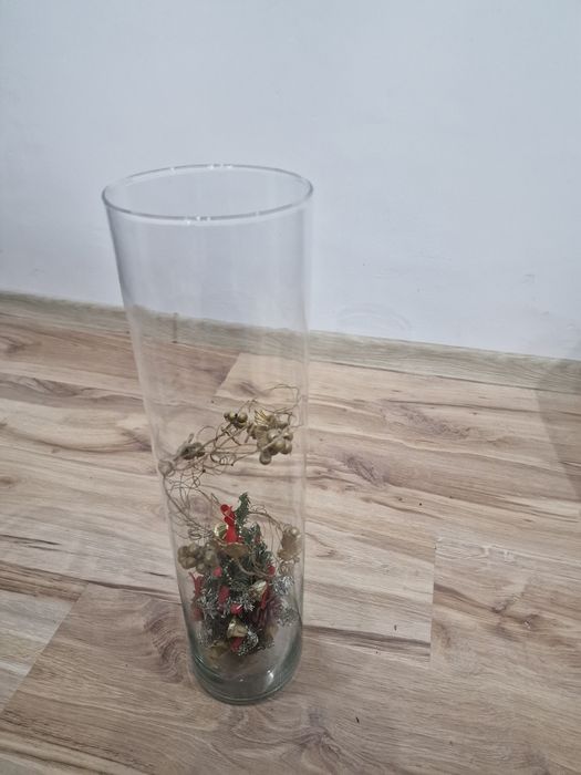 Wazon szklany 50 cm z dekoracją świąteczną