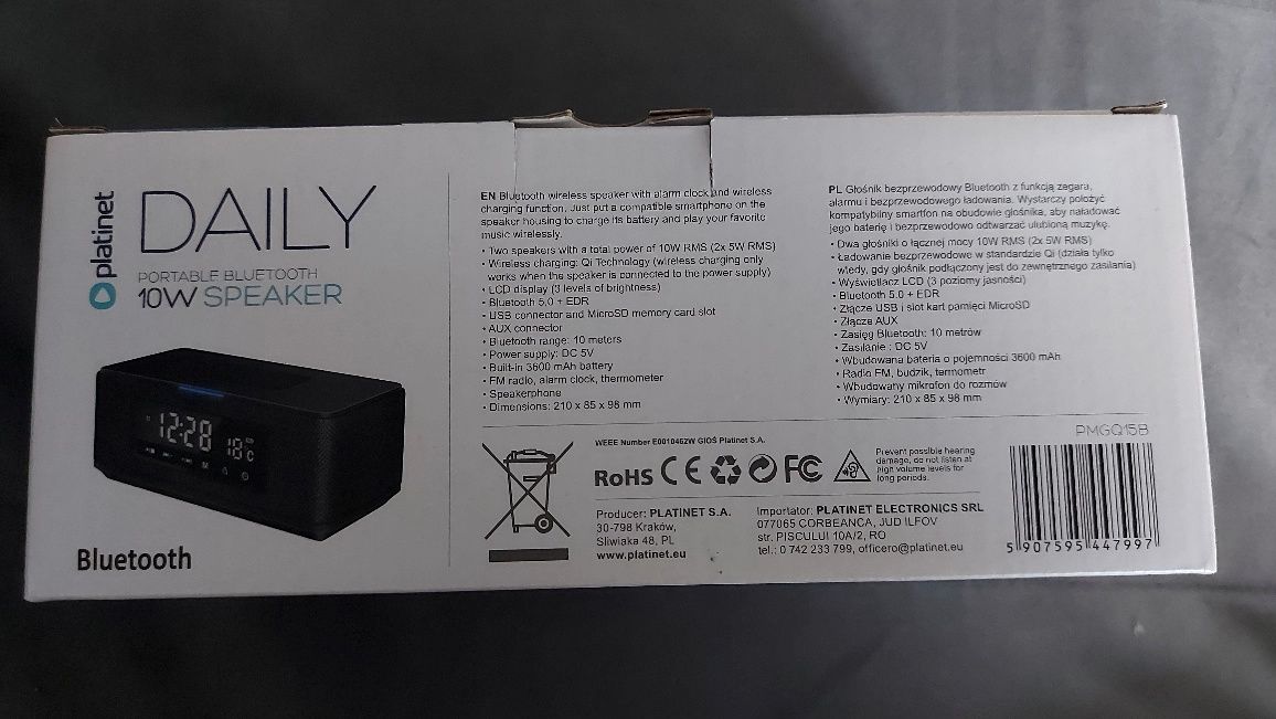 Radiobudzik PLATINET PMGQ15B Czarny