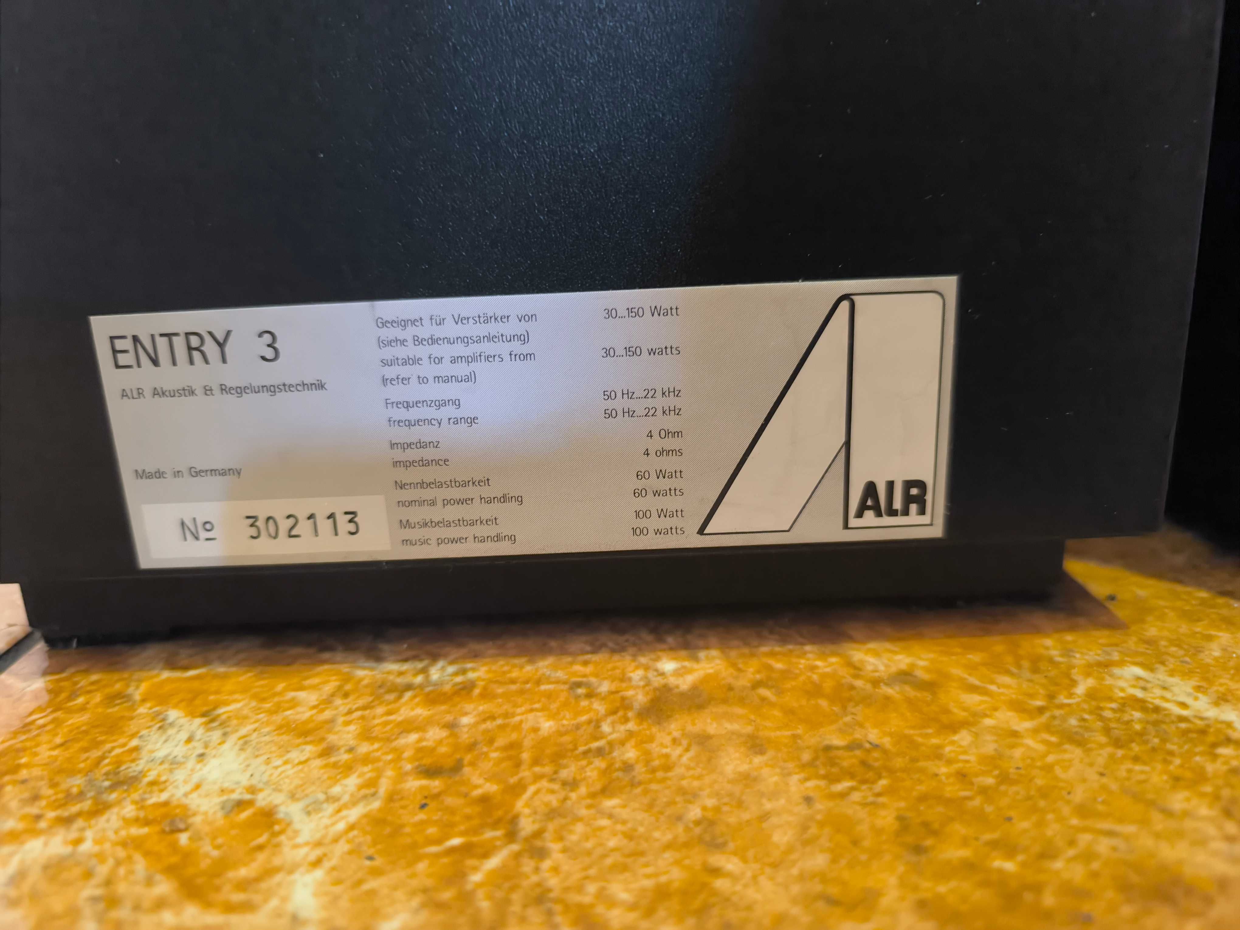 Kolumny podłogowe ALR Entry 3 Produkcja Niemcy