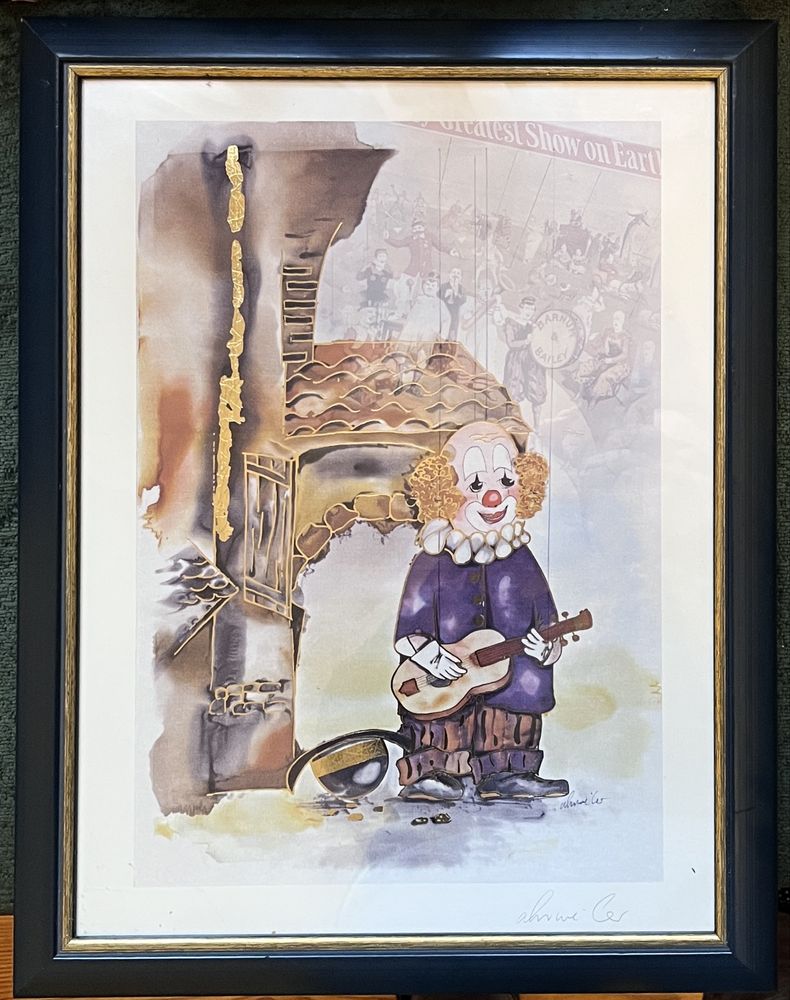 Piękna złocona grafika „Klaun” - A. Ahrweiler - galeria