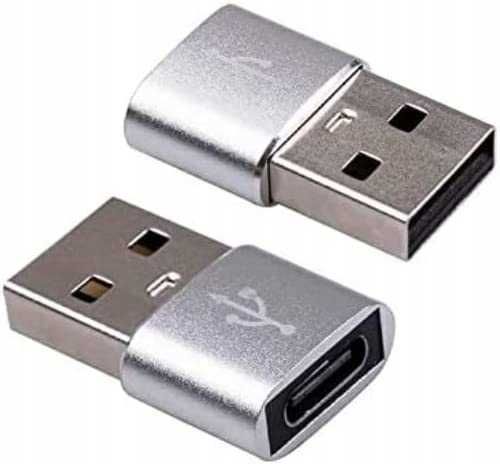 Przejściówka adapter OTG USB-C do USB-A srebrny 2 sztuki