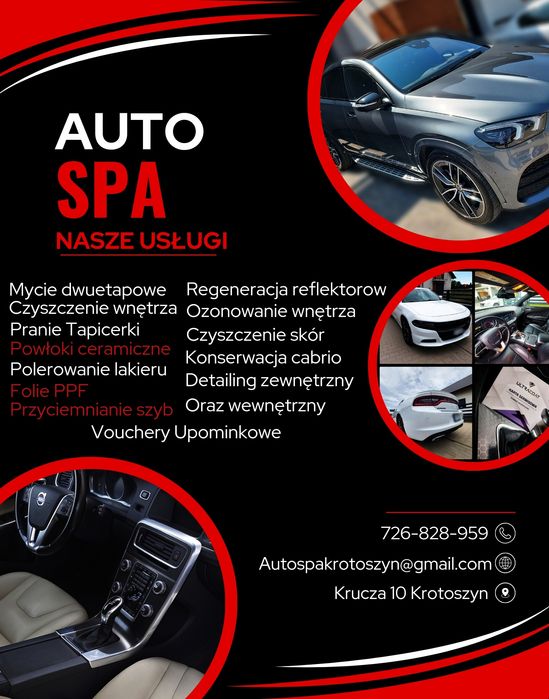 AutoSpa Pranie Tapicerki PPF Przyciemniane szyb Detailing