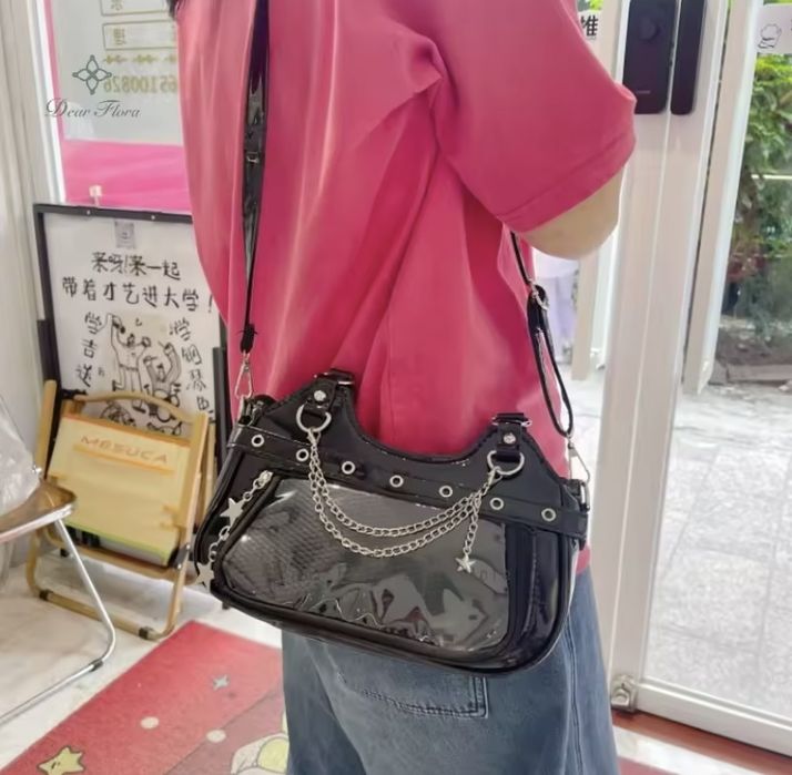 Сумка с цепочкой прозрачный карман 2 сторонняя ita bag Лолита готика