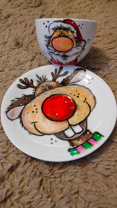 Świąteczny zestaw filiżanka ze spodkiem