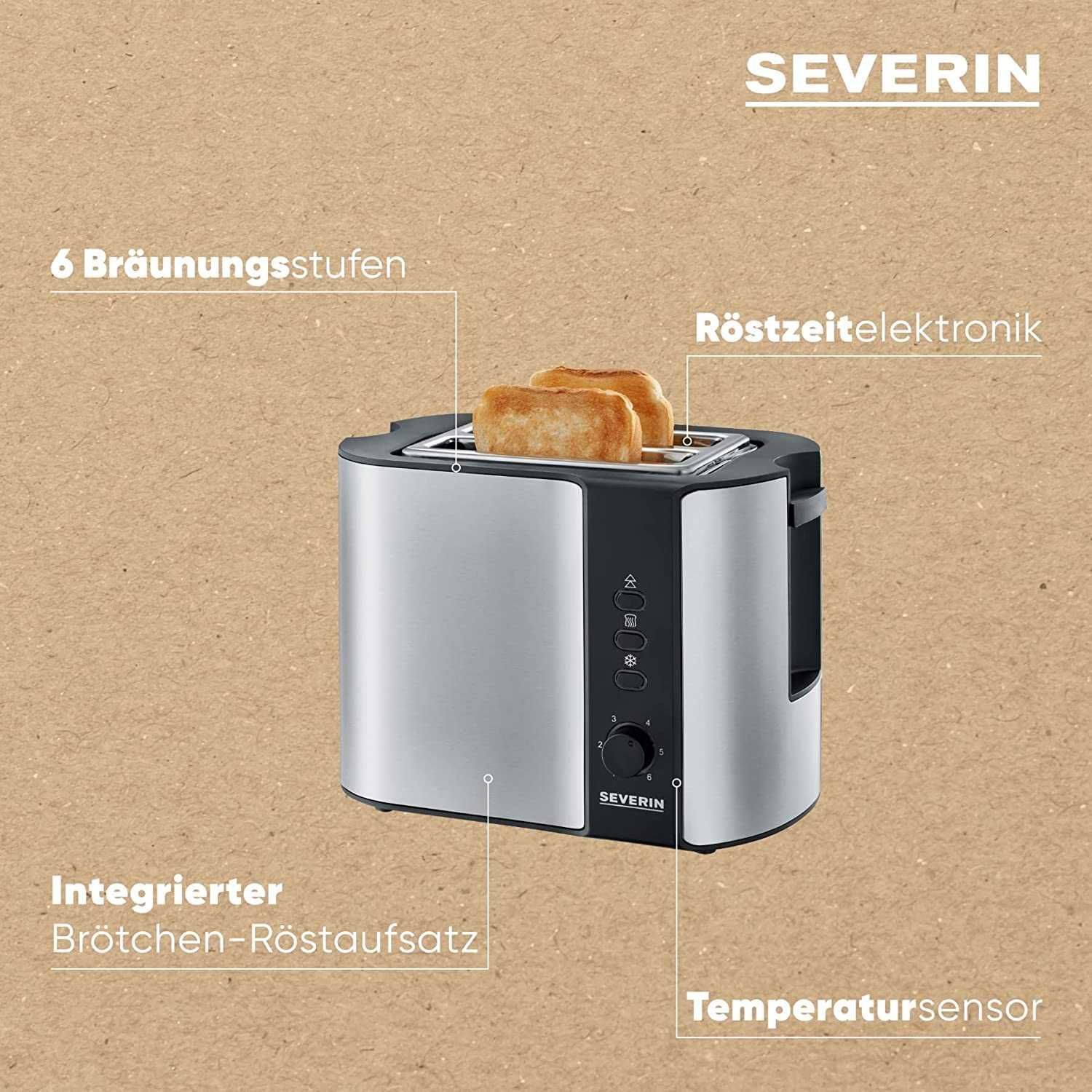Toster Severin AT 2589 srebrny/szary 800 W