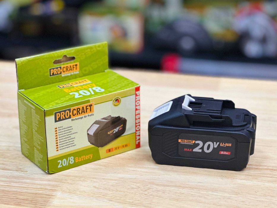 Універсальний Акб Procraft 8.0Ah 20v max Довго тримає заряд +індикатор