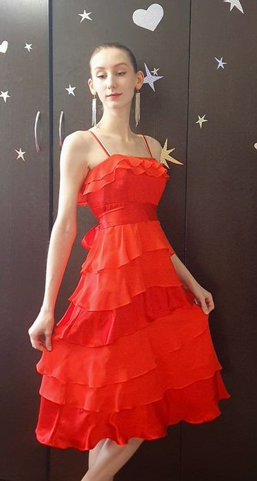 Сукня червона атласна плаття Monsoon платье жіноче гарне нарядне