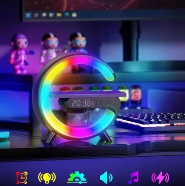 Nowoczesna Ładowarką Indukcyjną  RGB z Głośnikiem Bluetooth