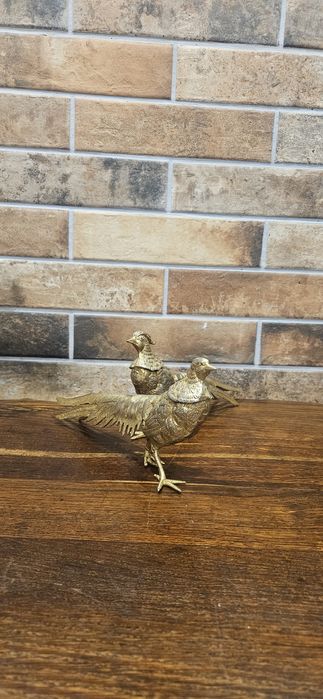 Bażanty figura, rzeźba, styl myśliwski Mosiądz prezent na święta