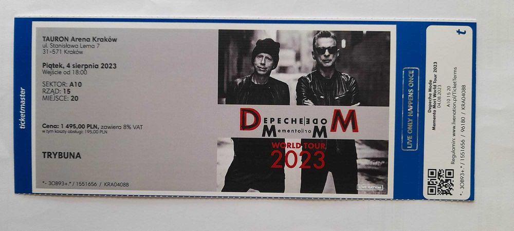 Bilet na koncert Depeche Mode Kraków 4 sierpień