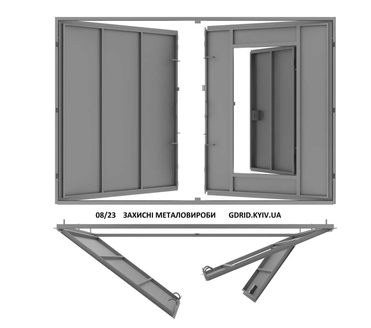Ворота гаражні металеві розпашні (орні) двостулкові