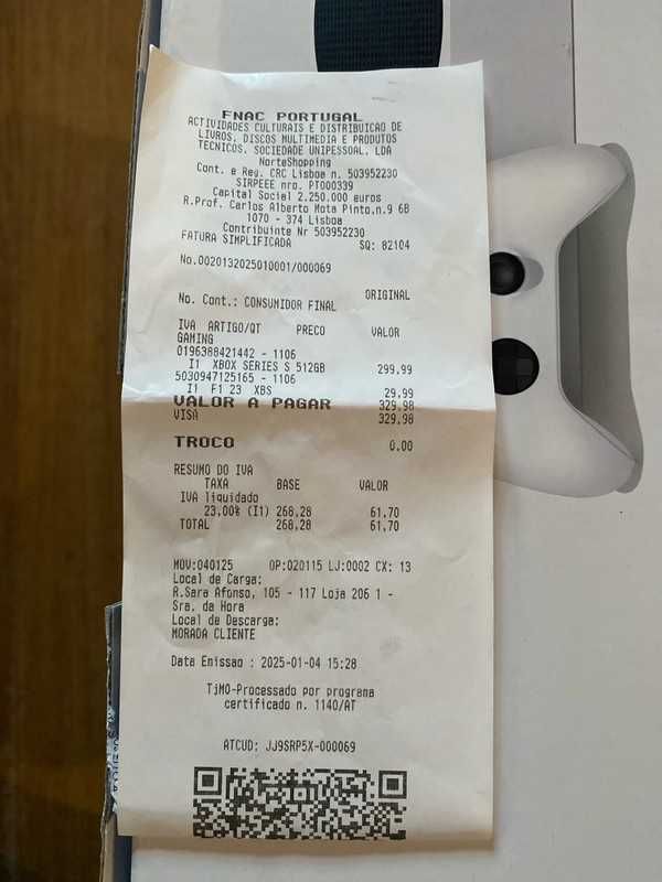 Xbox Series S  em caixa e com fatura