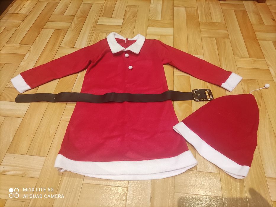 Strój mikołajki 110 dla dziewczynki mikołaja stan bdb