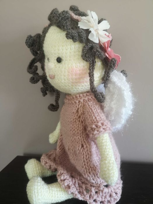 Lalka - rękodzieło na szydełku, prezent na chrzest, komunię