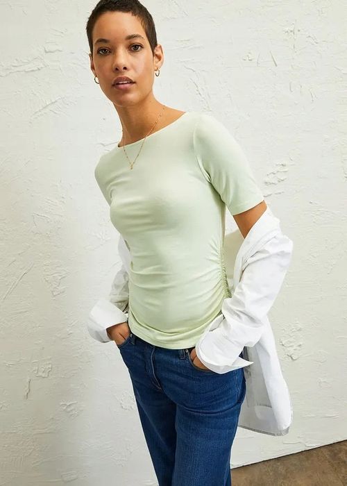 B.P.C t-shirt z marszczeniem na boku pistacjowy r.48/50