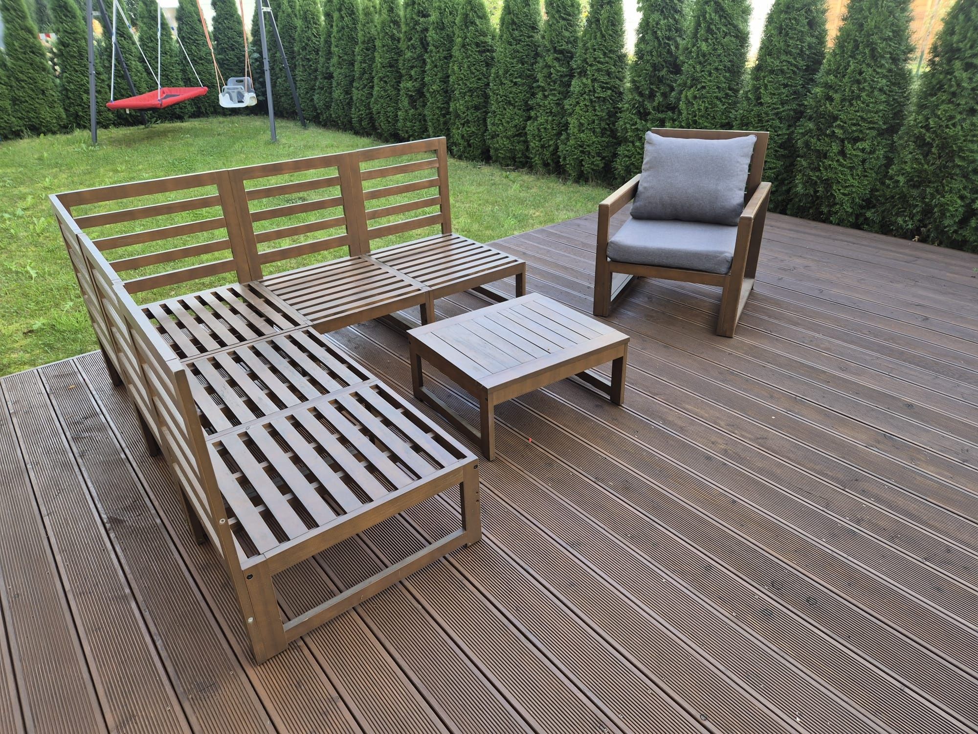 Komplet wypoczynkowy ogrodowy Somilo Chillout, drewniany, 6-osobowy