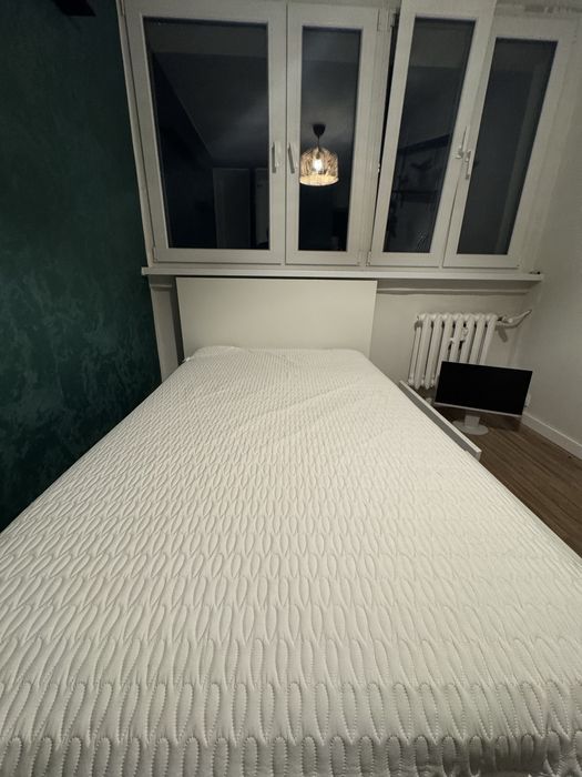 MALM rama łóżka z 2 pojemnikami, biały/Lönset, 120x200 cm