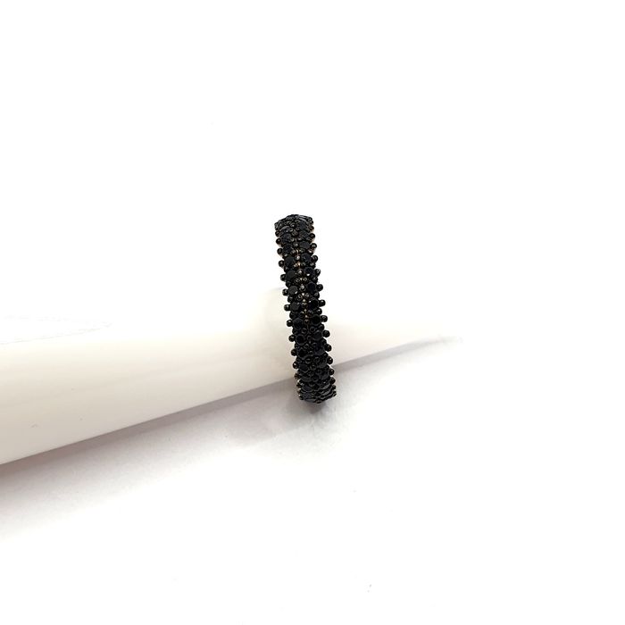 Pierścionek obrączka srebrna 925 z czarnymi cyrkoniami r.17