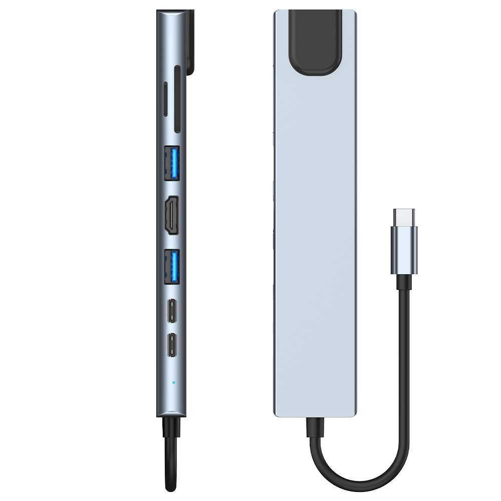 Rozgałęziacz USB HUB przejściówka 2xUSB-C 8w1SD TF 2xUSB HDMI LAN