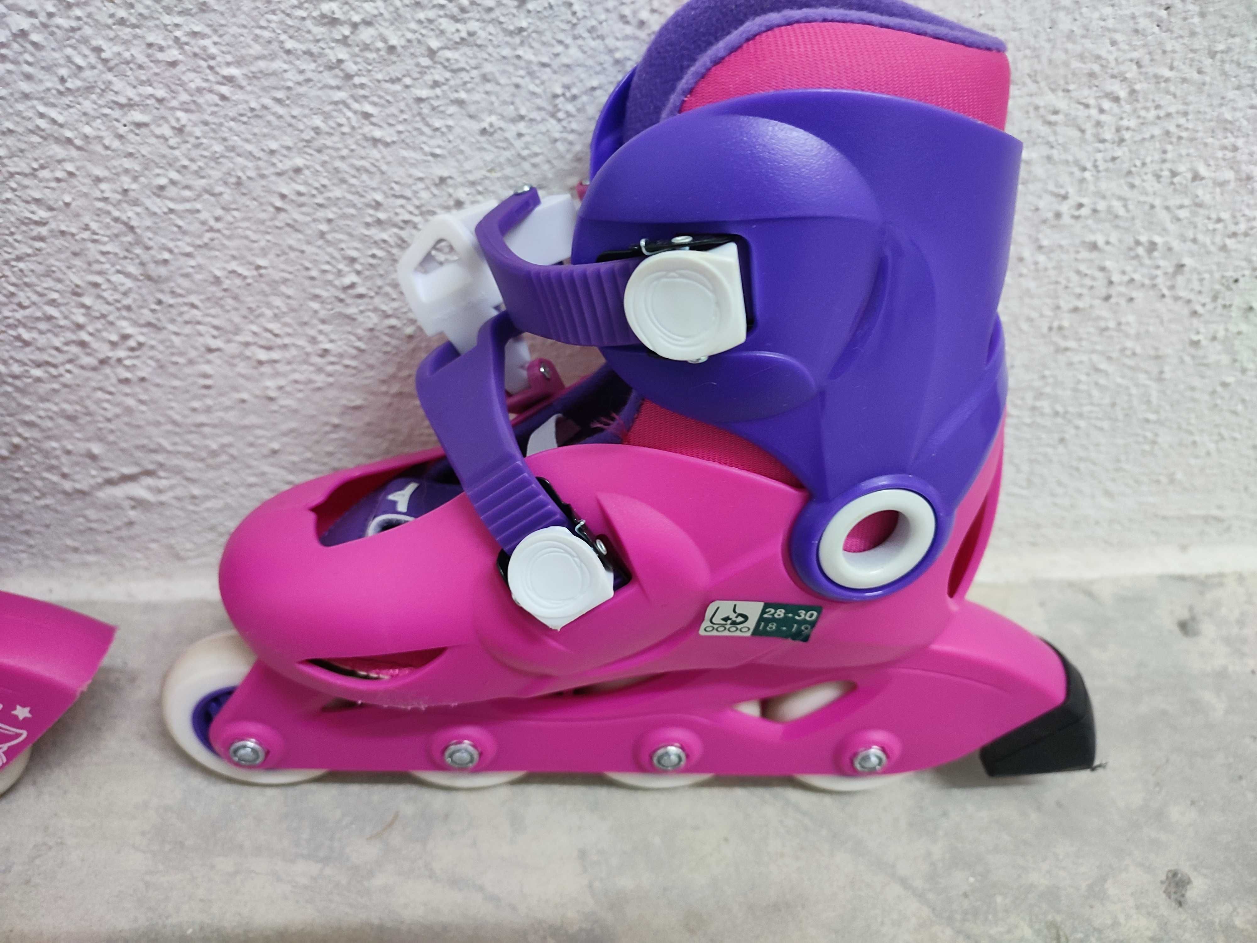 Patins em linha menina + acessórios - tamanho 28-30