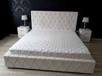 Lozko pikowane glamur biale 180x200 sypialni,szafki + lampki