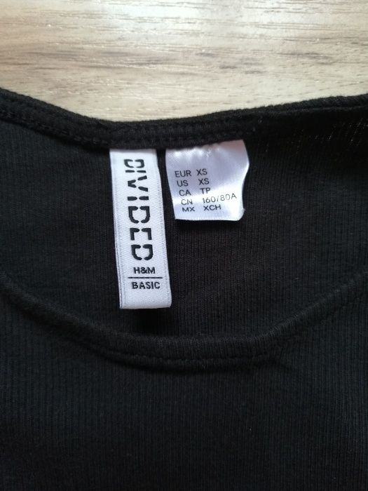 Sukienka mini czarna obcisła ołówkowa H&M basic prążkowana XS