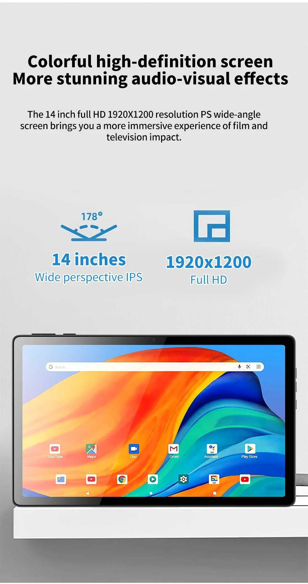 Планшет 12GB RAM 512GB ROM, 1920x1200  2K Screen 10000MAH Battery