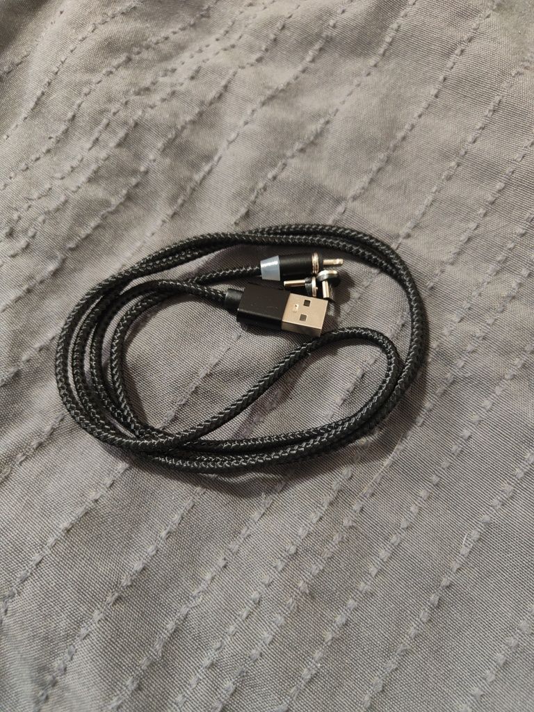 Kabelek USB 3w1 magnetyczny micro C iPhone lightning długość 1m przewó