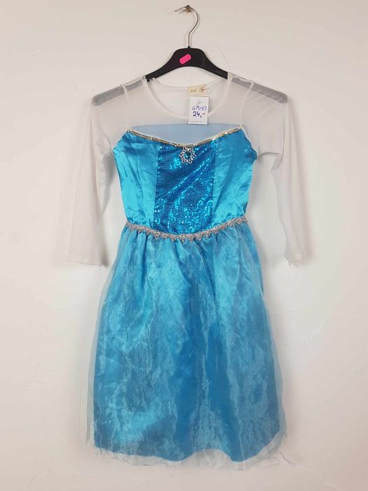 Sukienka z peleryną przebranie Elsa Kraina Lodu rozmiar 130 cm. GP097