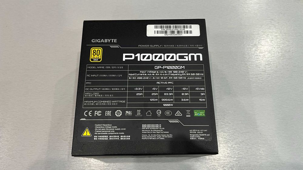 Zasilacz Gigabyte GP-P1000GM 1000W modularny Okazja! W-wa Wilanów