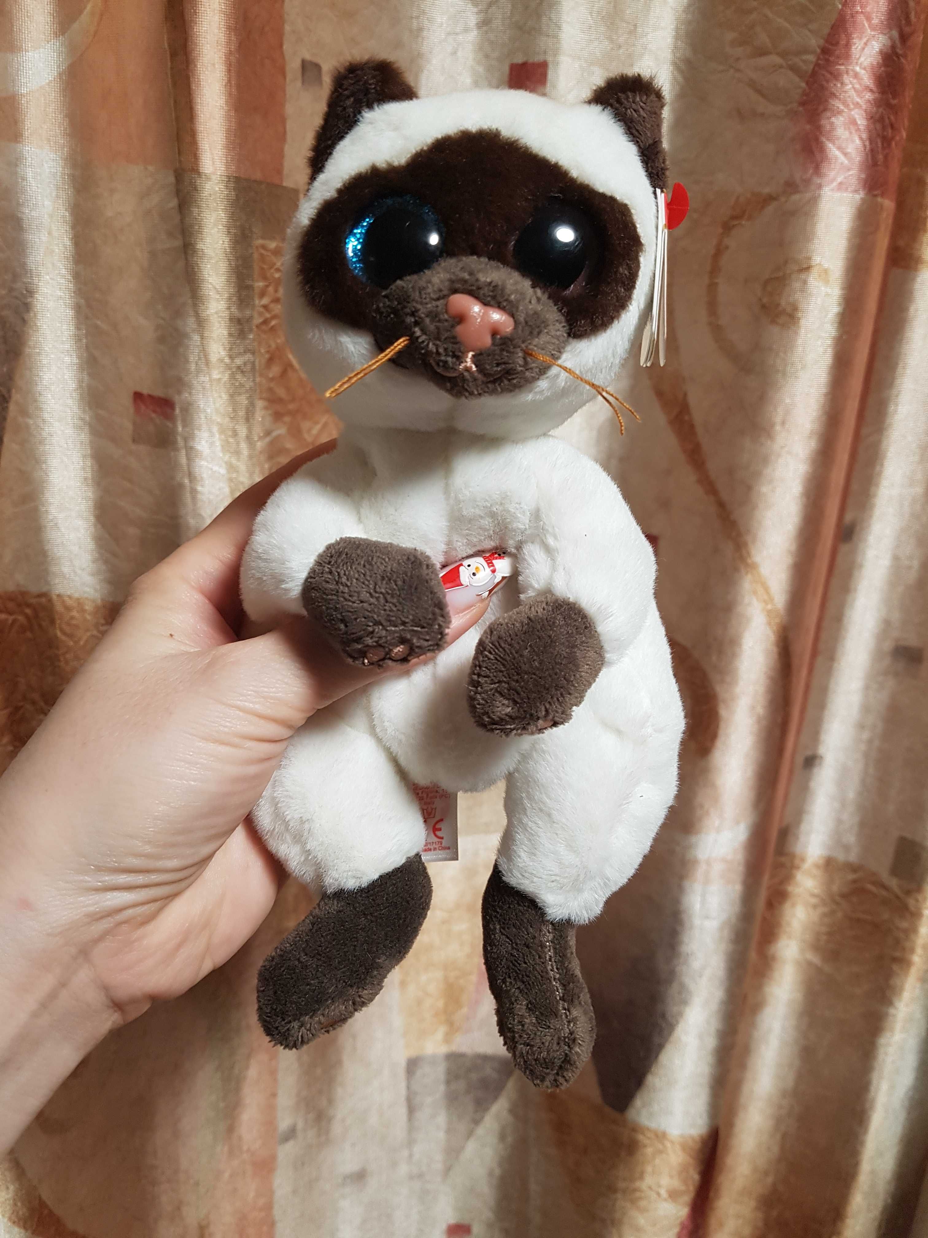 Ty beanie babies глазастик сиамская кошка с разными глазами miso 22 см