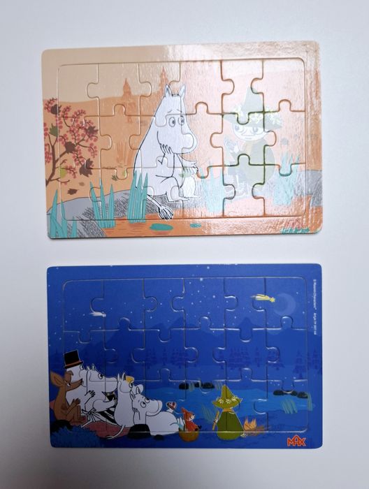 2x Puzzle drewniane ramkowe Max Moomin 3+ Muminki 15 elementów