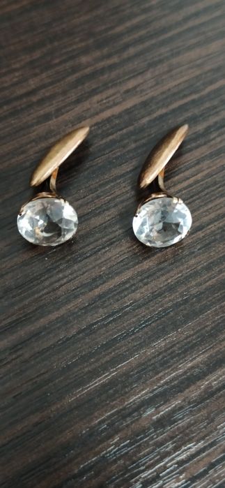 Запонки СССР серебро, горный хрусталь без сколов и трещин.