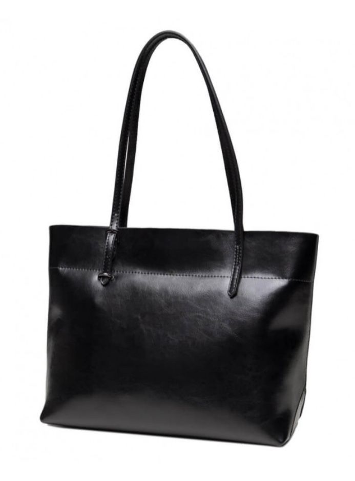 Шкіряна велика жіноча сумка чорна