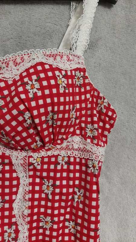 Gorset bieliźniany w kratkę i kwiatki 90B
