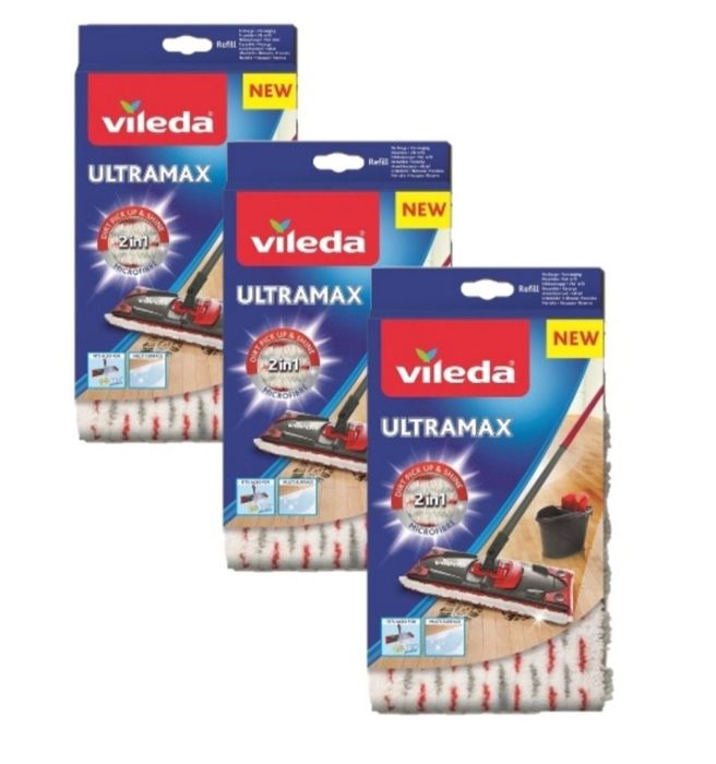 Trzy wkłady VILEDA Ultra max do mopa płaskiego 40CM