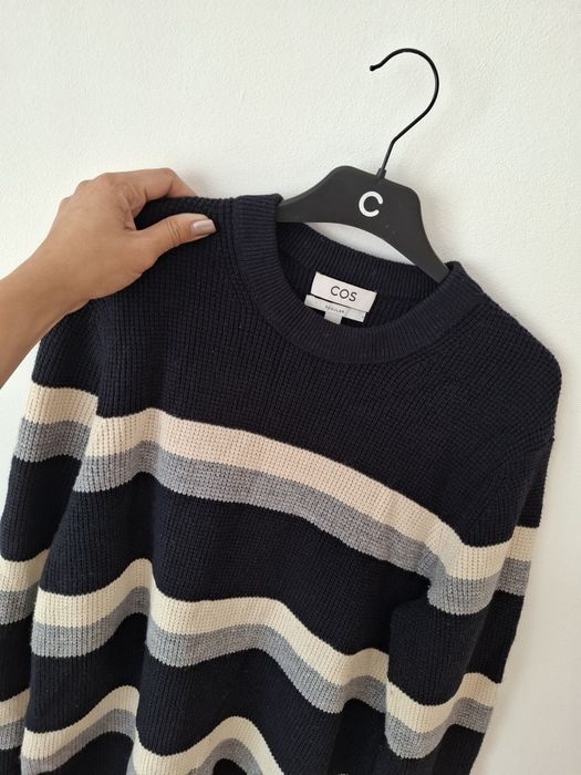 Sweter Męski Paski COS Wełna 55 % L