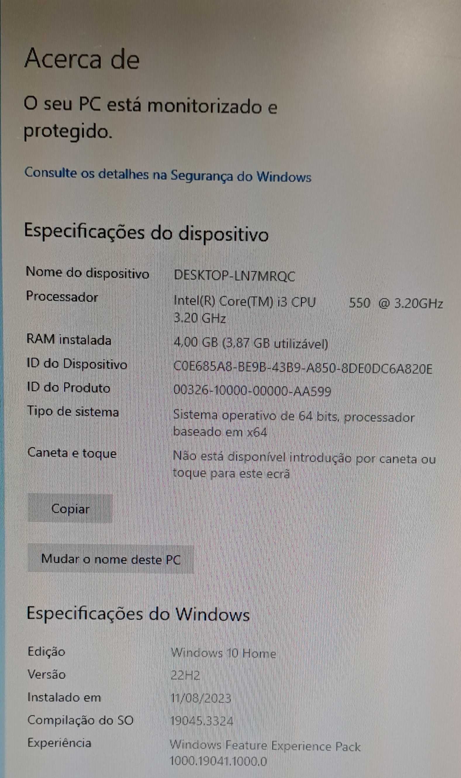 Computador HP com Windows 10 + MONITOR HP 54 Cm diag. + Antiv Nort