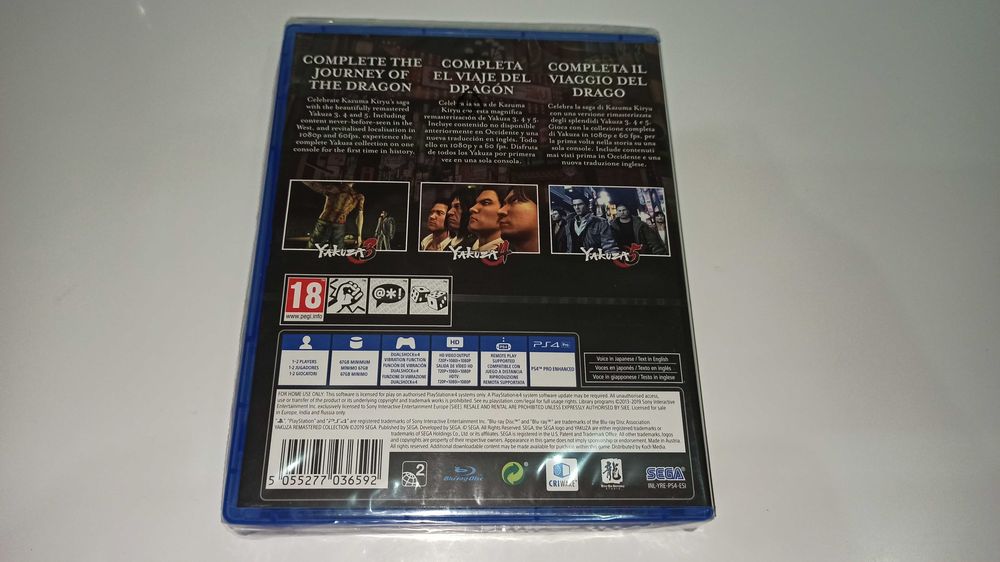 ps4 YAKUZA REMASTERED COLLECTION 3 gry YAKUZA 3,4,5 japoń mafia Nowa!