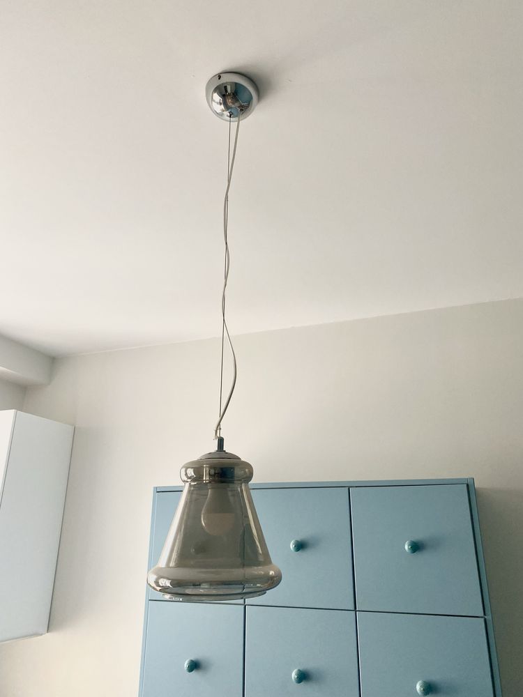 Lampa wisząca, szklany szary klosz, nowoczesna (mam 2 szt.)